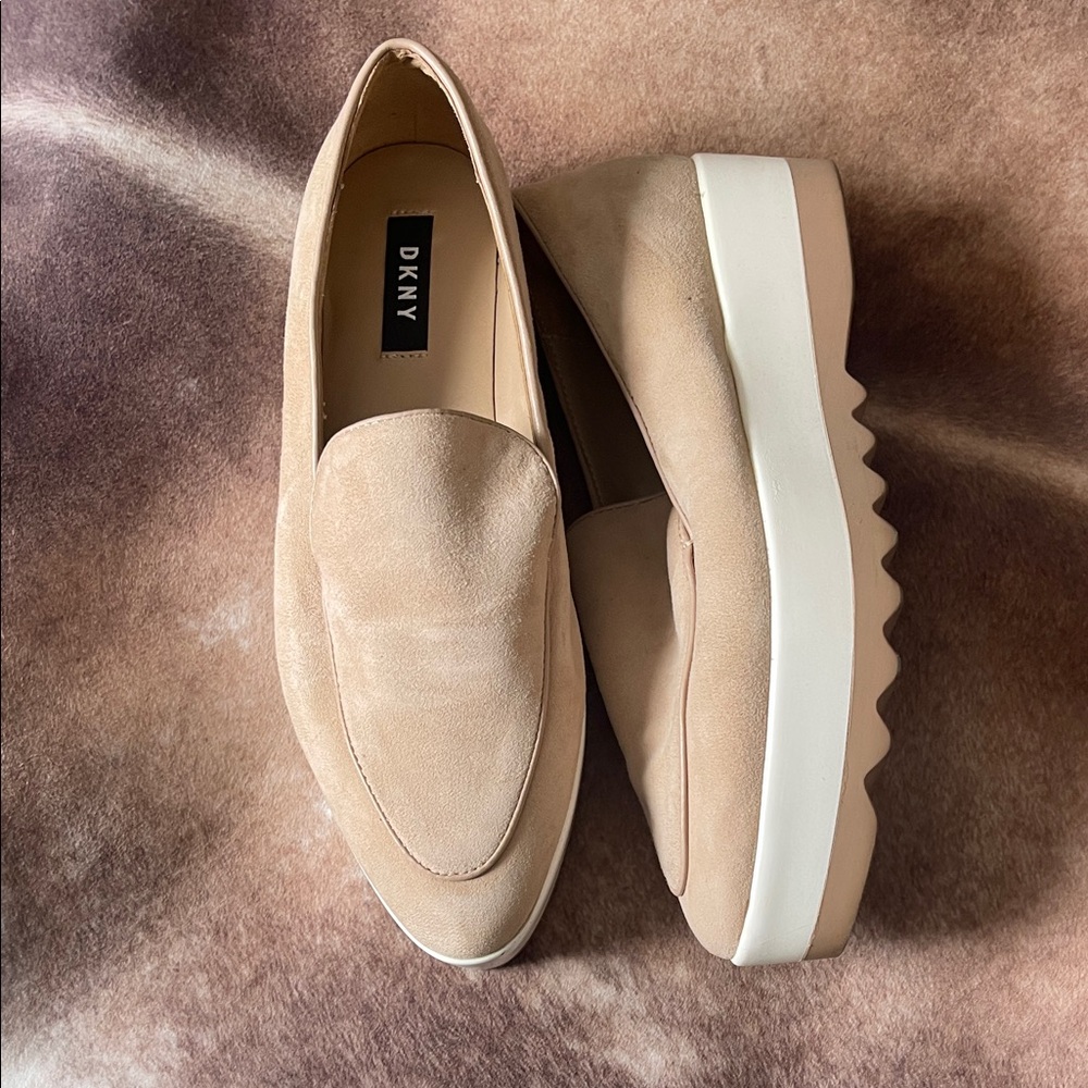 DKNY Tan Platform Loafers
